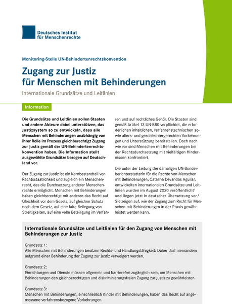 Zugang zu Justiz - Hrg. Dt. Institut für Menschenrechte